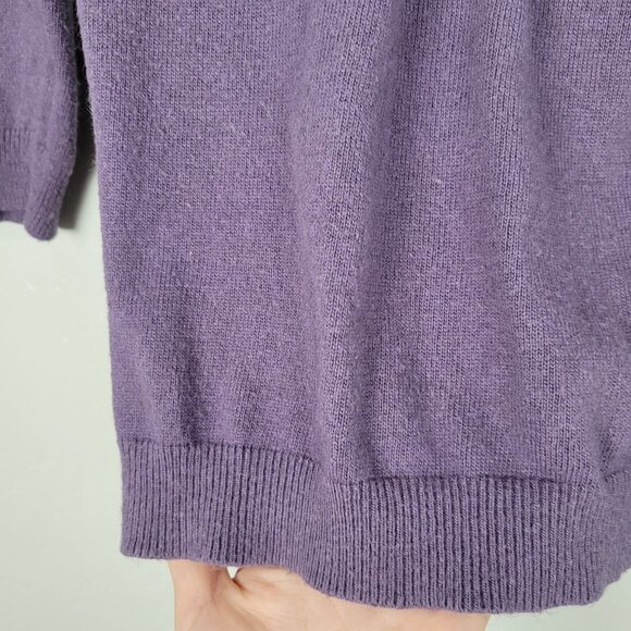Boden Sweater 3/4 Sleeve Pleated Front Ruffle Round Neck Purple Size 8 - Picture 7 of 12